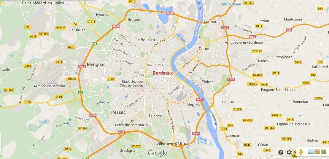 ਨਕਸ਼ਾ ਬਾਰਡੋ ਖੇਤਰ france