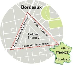 ਨਕਸ਼ਾ ਬਾਰਡੋ ਦੇ ਗੋਲਡਨ triangle 